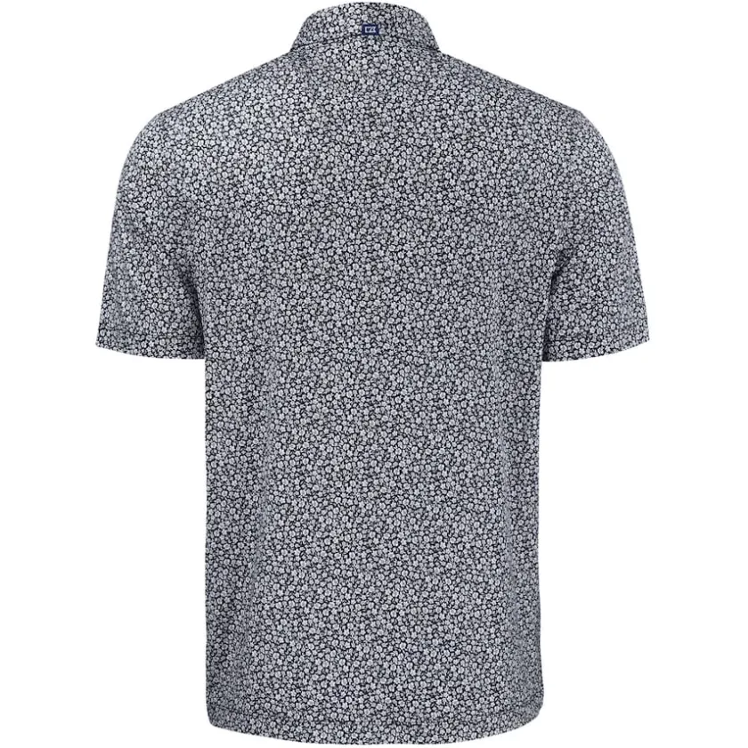 Polos^New York Jets Men's Cutter & Buck Black Pike Eco Flora Print Polo