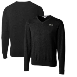 Sweaters & Dress Shirts|Sweaters^New York Jets Men's Cutter & Buck Black Throwback Logo Lakemont Tri-Blend V-Neck Pullover Sweater