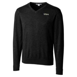 Sweaters & Dress Shirts|Sweaters^New York Jets Men's Cutter & Buck Black Throwback Logo Lakemont Tri-Blend V-Neck Pullover Sweater