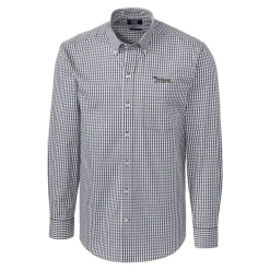 Sweaters & Dress Shirts^New York Jets Men's Cutter & Buck Charcoal Throwback Logo Easy Care Stretch Gingham Big & Tall Long Sleeve Button-Down Shirt