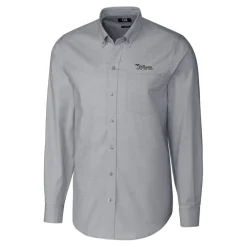 Sweaters & Dress Shirts^New York Jets Men's Cutter & Buck Charcoal Throwback Logo Big & Tall Long Sleeve Stretch Oxford Button-Down Shirt