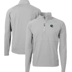 Jackets|Sweatshirts & Fleece^New York Jets Men's Cutter & Buck Gray Helmet Adapt Eco Knit Hybrid Recycled Raglan Quarter-Zip Top