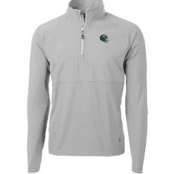 Jackets|Sweatshirts & Fleece^New York Jets Men's Cutter & Buck Gray Helmet Adapt Eco Knit Hybrid Recycled Raglan Quarter-Zip Top