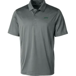 Polos^New York Jets Men's Cutter & Buck Gray Primary Logo Prospect Eco Textured Stretch Recycled Polo