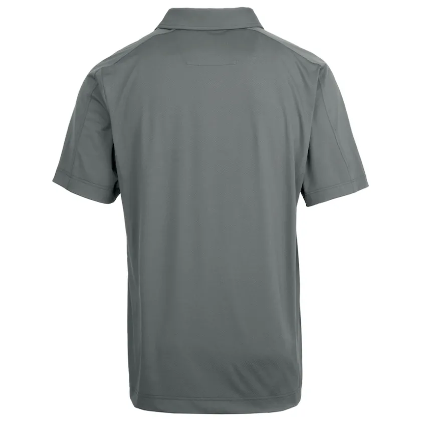 Polos^New York Jets Men's Cutter & Buck Gray Primary Logo Prospect Eco Textured Stretch Recycled Polo