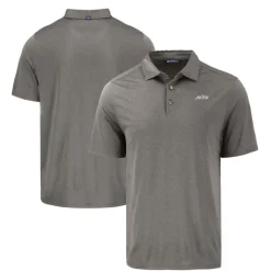 Polos^New York Jets Men's Cutter & Buck Gray Monochromatic Logo Coastline Epic Comfort Eco Recycled Polo