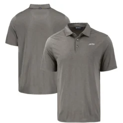 Polos^New York Jets Men's Cutter & Buck Gray Monochromatic Logo Coastline Epic Comfort Eco Recycled Polo