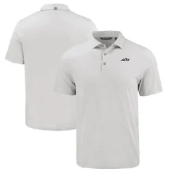 Polos^New York Jets Men's Cutter & Buck Gray Monochromatic Logo Coastline Epic Comfort Eco Recycled Polo