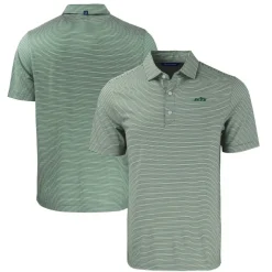 Polos^New York Jets Men's Cutter & Buck Green Primary Logo Forge Eco Double Stripe Stretch Recycled Polo