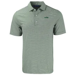 Polos^New York Jets Men's Cutter & Buck Green Primary Logo Forge Eco Double Stripe Stretch Recycled Polo
