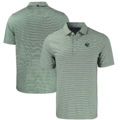 Polos^New York Jets Men's Cutter & Buck Green Helmet Forge Eco Double Stripe Stretch Recycled Polo