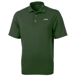 Polos|Big & Tall^New York Jets Men's Cutter & Buck Green Primary Logo Big & Tall DryTec Virtue Eco Pique Recycled Polo