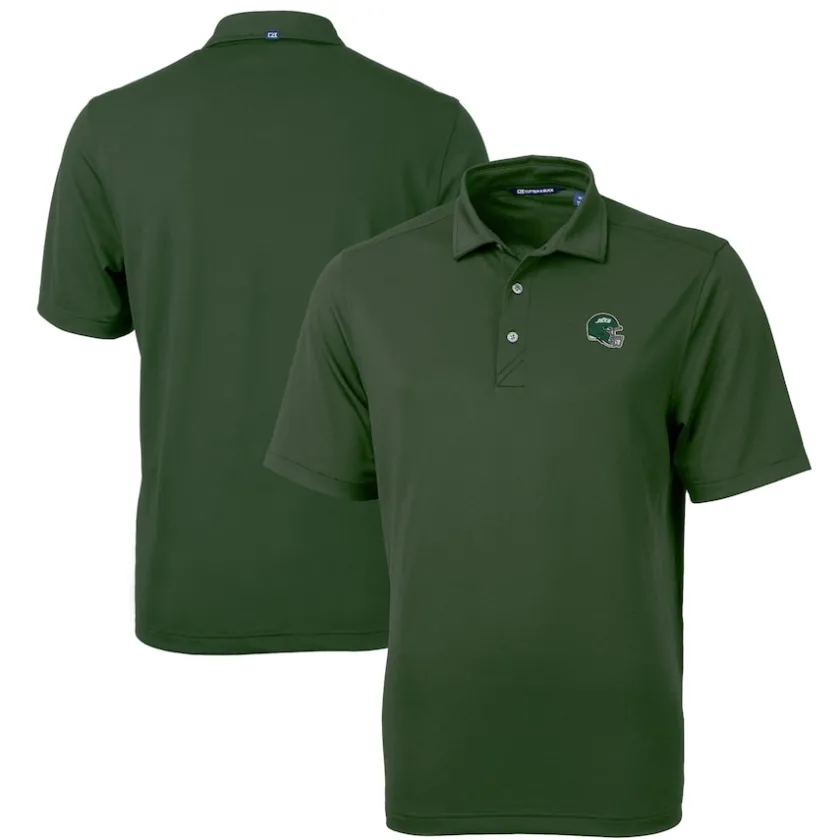 Big & Tall^New York Jets Men's Cutter & Buck Green Helmet Big & Tall DryTec Virtue Eco Pique Recycled Polo