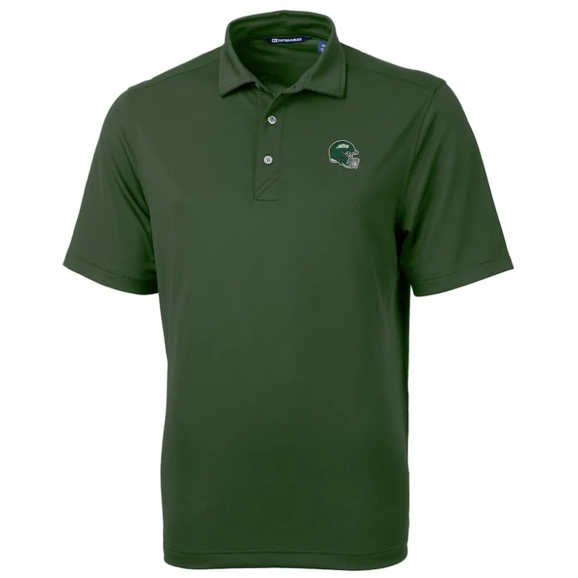 Big & Tall^New York Jets Men's Cutter & Buck Green Helmet Big & Tall DryTec Virtue Eco Pique Recycled Polo