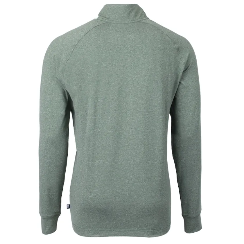Jackets|Sweatshirts & Fleece^New York Jets Men's Cutter & Buck Heather Green Primary Logo Adapt Eco Knit Quarter-Zip Top