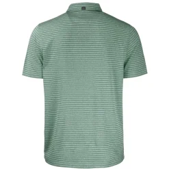 Polos^New York Jets Men's Cutter & Buck Heather Green Helmet Forge Eco Heather Stripe Stretch Recycled Polo