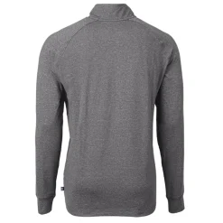 Big & Tall^New York Jets Men's Cutter & Buck Heather Black Monochromatic Logo Big & Tall Adapt Eco Knit Quarter-Zip Top