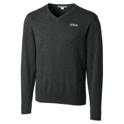 Sweaters & Dress Shirts|Big & Tall^New York Jets Men's Cutter & Buck Heather Charcoal Throwback Logo Lakemont Tri-Blend Big & Tall V-Neck Pullover Sweater
