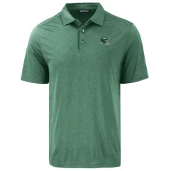 Polos^New York Jets Men's Cutter & Buck Hunter Green Helmet Coastline Epic Comfort Eco Recycled Polo