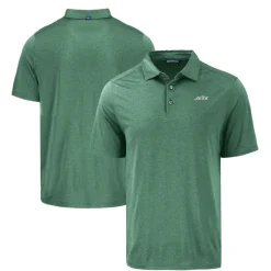Polos^New York Jets Men's Cutter & Buck Hunter Green Primary Logo Coastline Epic Comfort Eco Recycled Polo