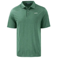 Polos^New York Jets Men's Cutter & Buck Hunter Green Primary Logo Coastline Epic Comfort Eco Recycled Polo