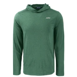 Sweaters & Dress Shirts^New York Jets Men's Cutter & Buck Hunter Green Primary Logo Coastline Epic Comfort Eco Recycled Long Sleeve Hoodie T-Shirt
