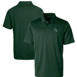 Polos|Big & Tall^New York Jets Men's Cutter & Buck Hunter Green Helmet Big & Tall Prospect Eco Textured Stretch Recycled Polo