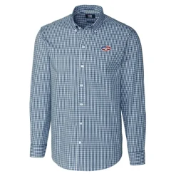 Sweaters & Dress Shirts^New York Jets Men's Cutter & Buck Navy Easy Care Stretch Gingham Big & Tall Long Sleeve Button-Down Shirt