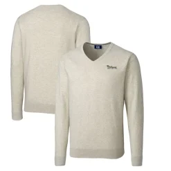 Sweaters & Dress Shirts|Sweaters^New York Jets Men's Cutter & Buck Oatmeal Throwback Logo Lakemont Tri-Blend Big & Tall V-Neck Pullover Sweater