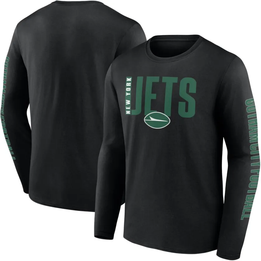 Big & Tall^New York Jets Men's Fanatics Black Big & Tall Vision Long Sleeve T-Shirt