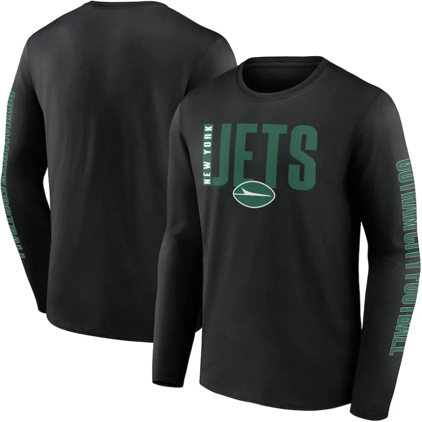 Big & Tall^New York Jets Men's Fanatics Black Big & Tall Vision Long Sleeve T-Shirt