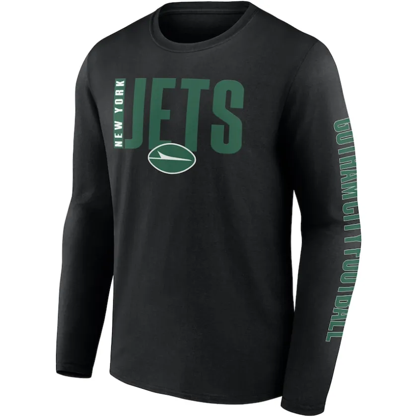 Big & Tall^New York Jets Men's Fanatics Black Big & Tall Vision Long Sleeve T-Shirt
