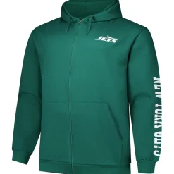 Big & Tall^New York Jets Men's Fanatics Green Big & Tall Sleeve Hit Full-Zip Hoodie