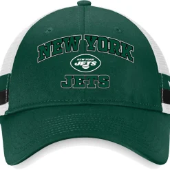 Hats|Men^New York Jets Men's Fanatics Green/White Fundamentals Side Stripe Trucker Adjustable Hat