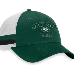 Hats|Men^New York Jets Men's Fanatics Green/White Fundamentals Side Stripe Trucker Adjustable Hat
