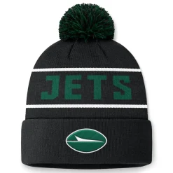 Knit^New York Jets Men's Fanatics Black Eclipse Cuffed Knit Hat With Pom