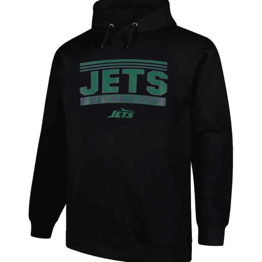 Big & Tall^New York Jets Men's Fanatics Black Big & Tall Pop Pullover Hoodie