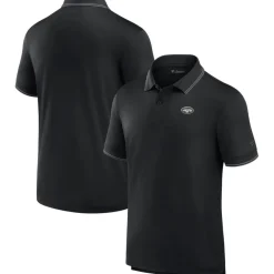 Polos^New York Jets Men's Fanatics Black Pique Polo Shirt