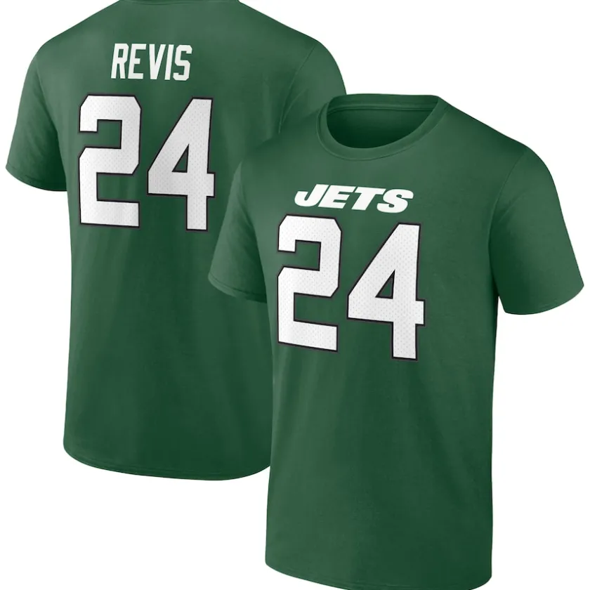 T-Shirts|Men^New York Jets Men's Fanatics Darrelle Revis Green Retired Player Icon Name & Number T-Shirt