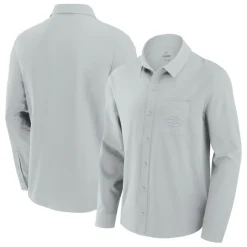 Sweaters & Dress Shirts^New York Jets Men's Fanatics Gray Front Office Long Sleeve Button-Up Shirt
