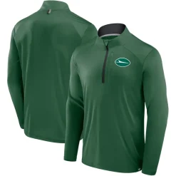 Jackets|Sweatshirts & Fleece^New York Jets Men's Fanatics Green Defender Long Sleeve Quarter-Zip Jacket