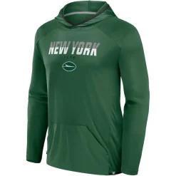 T-Shirts|Men^New York Jets Men's Fanatics Green Transitional Defender Hoodie Long Sleeve T-Shirt