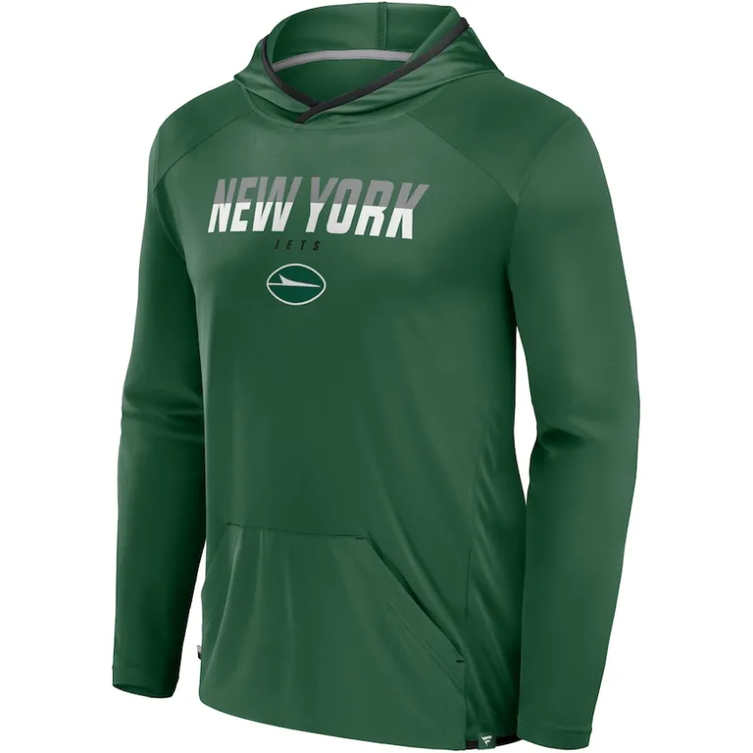 T-Shirts|Men^New York Jets Men's Fanatics Green Transitional Defender Hoodie Long Sleeve T-Shirt