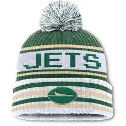 Knit^New York Jets Men's Fanatics Green/White Blindside Cuffed Knit Hat With Pom