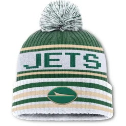 Knit^New York Jets Men's Fanatics Green/White Blindside Cuffed Knit Hat With Pom