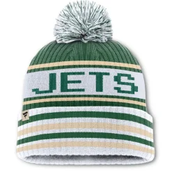 Knit^New York Jets Men's Fanatics Green/White Blindside Cuffed Knit Hat With Pom