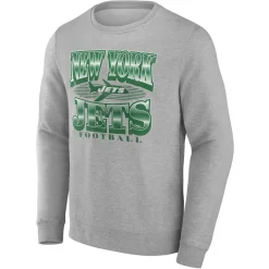 Sweatshirts & Fleece|Men^New York Jets Men's Fanatics Heather Gray Chance Throwback Fleece Pullover Sweatshirt