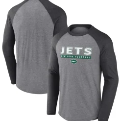 T-Shirts|Men^New York Jets Men's Fanatics Heather Gray/Charcoal Tri-Blend Raglan Long Sleeve T-Shirt