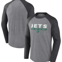 T-Shirts|Men^New York Jets Men's Fanatics Heather Gray/Charcoal Tri-Blend Raglan Long Sleeve T-Shirt