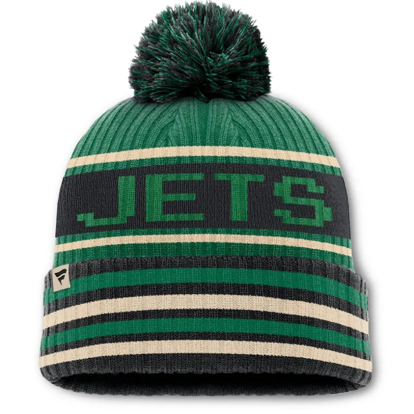 Knit^New York Jets Men's Fanatics Kelly Green/Black Blindside Cuffed Knit Hat With Pom